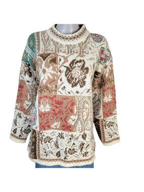Sunbelt Vintage 90s Sweater Women Plus 1X Floral Paisley Knit Shirt Top 18 Fall